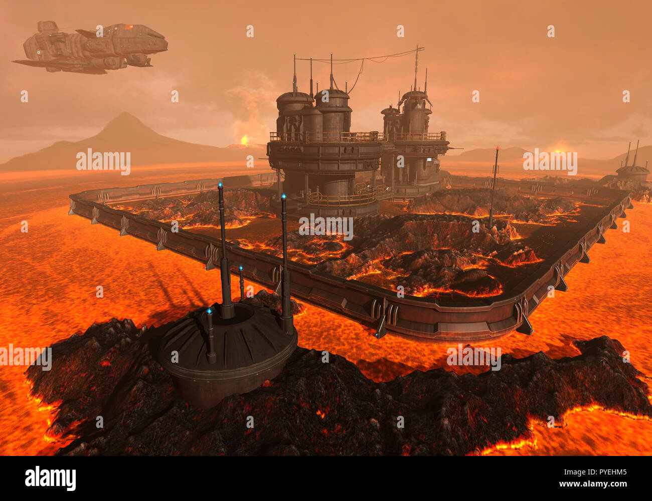 Base futuriste sur une planète inconnue 3d illustration Banque D'Images