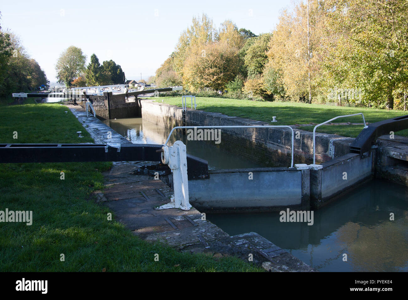 Caen Hill Locks Kennet and Avon Canal conçoit Wiltshire Banque D'Images