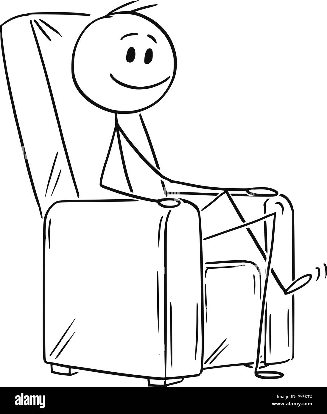 Caricature de l'homme heureux ou Businessman Sitting in Armchair Illustration de Vecteur