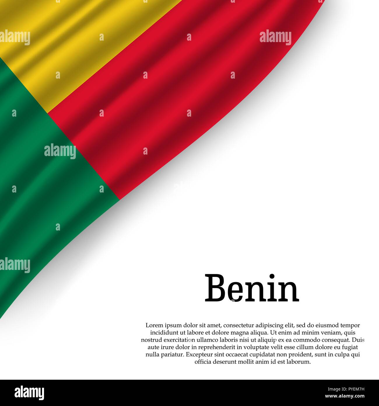 Waving Flag du Bénin sur fond blanc. Modèle pour le jour de l'indépendance. vector illustration Illustration de Vecteur Waving Flag du Bénin sur fond blanc. Modèle pour le jour de l'indépendance. vector illustration Illustration de Vecteur