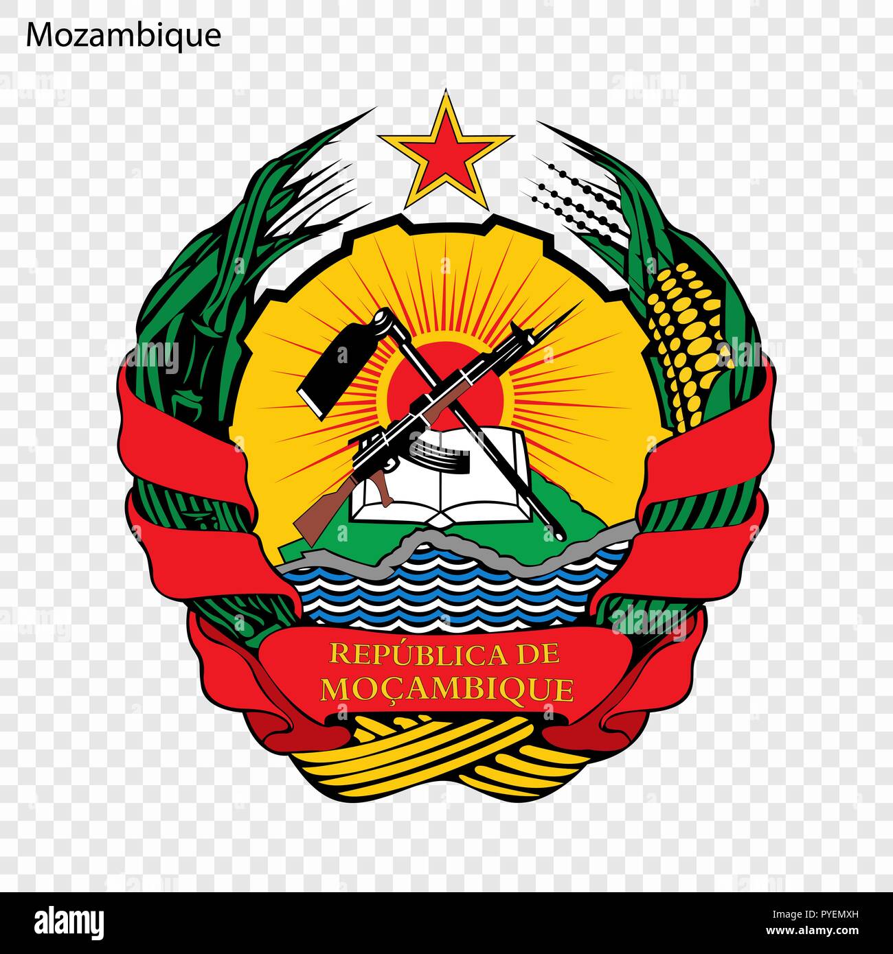 Symbole du Mozambique. L'emblème national Illustration de Vecteur