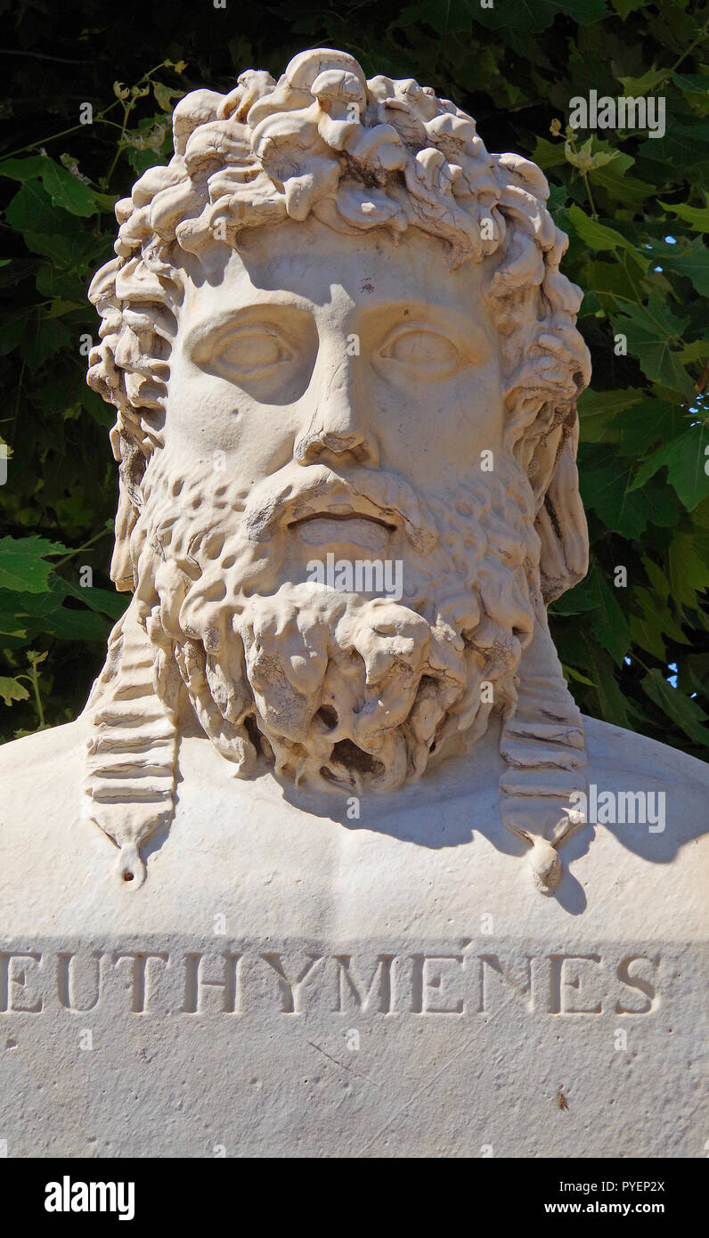 Dos à Dos, ou à deux faces, portrait des bustes d'Euthymenes & Pytheas de Marseille. Euthymenes (fl. Début du vie siècle) a exploré les côtes de l'Afrique W. Banque D'Images