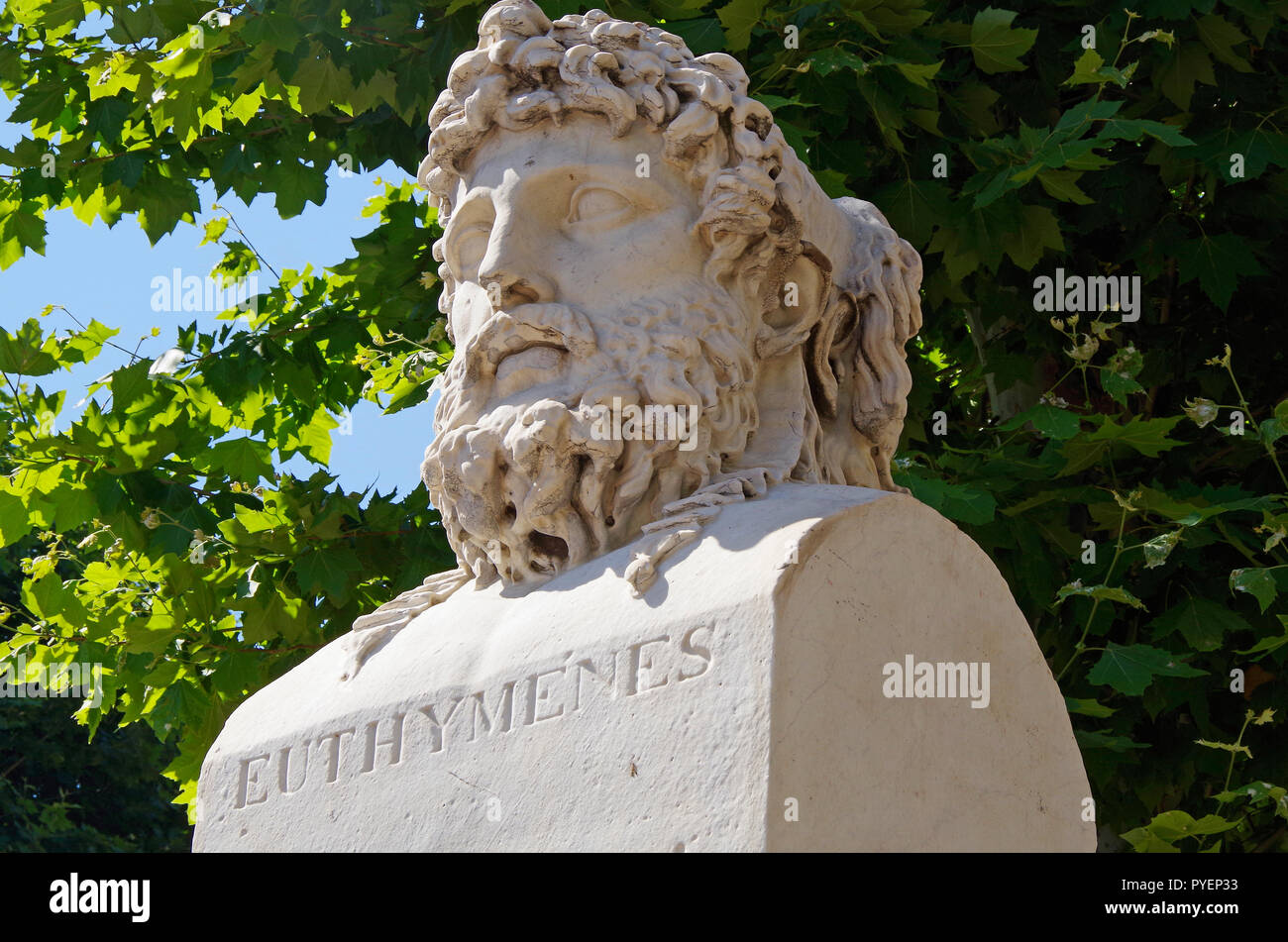 Dos à Dos, ou à deux faces, portrait des bustes d'Euthymenes & Pytheas de Marseille. Euthymenes (fl. Début du vie siècle) a exploré les côtes de l'Afrique W. Banque D'Images