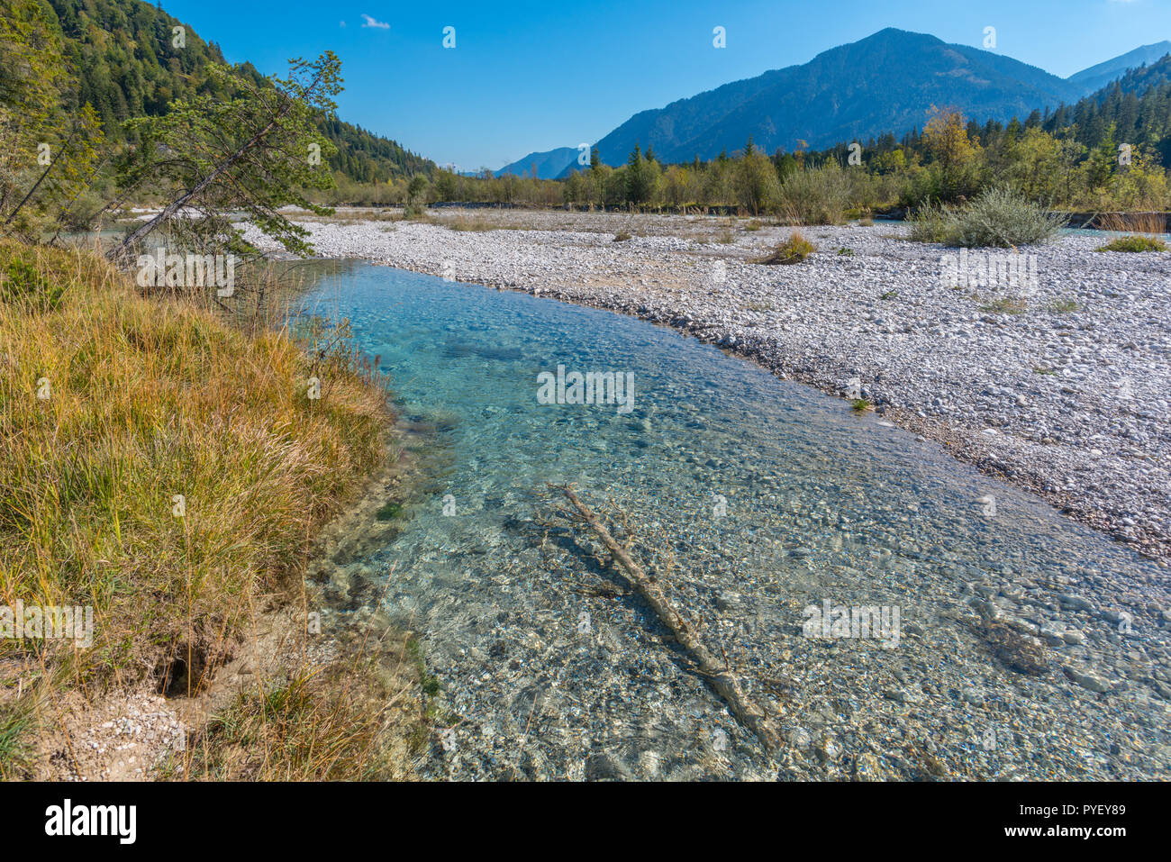 La rivière Isar, Oberisar ou du haut de l'Isar, Lenggries, Montagnes du Karwendel, les Alpes du Sud, Bavière, Allemagne, Europe Banque D'Images