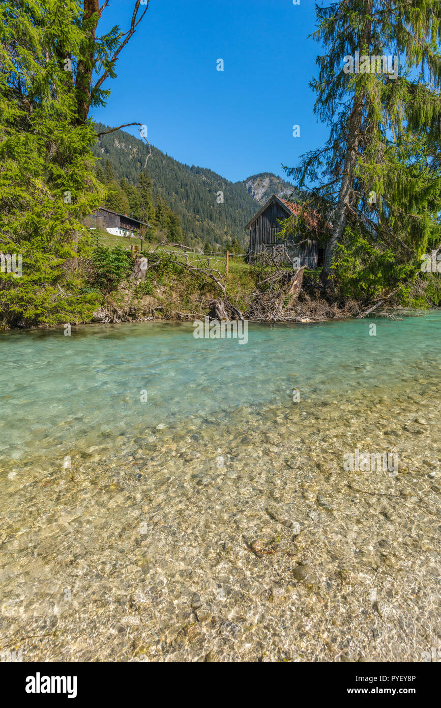 La rivière Isar, Oberisar ou du haut de l'Isar, Lenggries, Montagnes du Karwendel, les Alpes du Sud, Bavière, Allemagne, Europe Banque D'Images