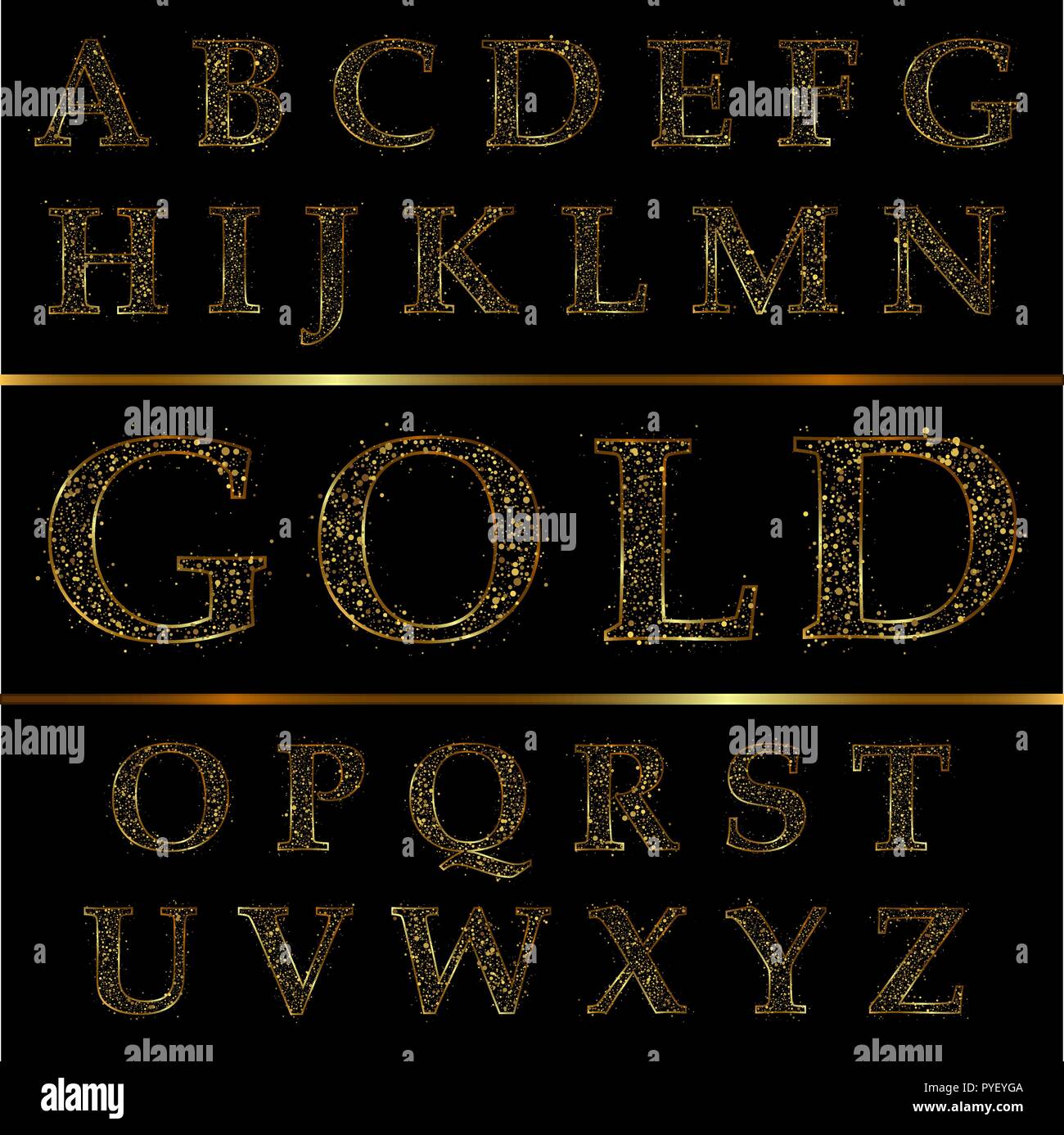 Lettre d'or, 2002 fonts Vector Illustration de Vecteur