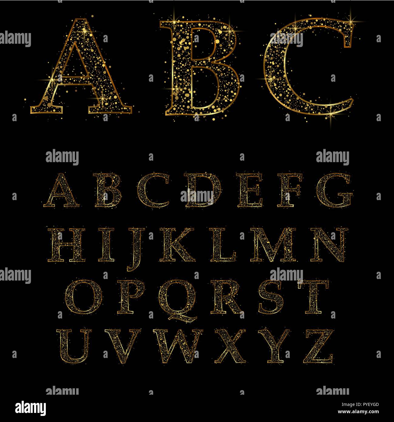 Lettre d'or, 2002 fonts Vector Illustration de Vecteur