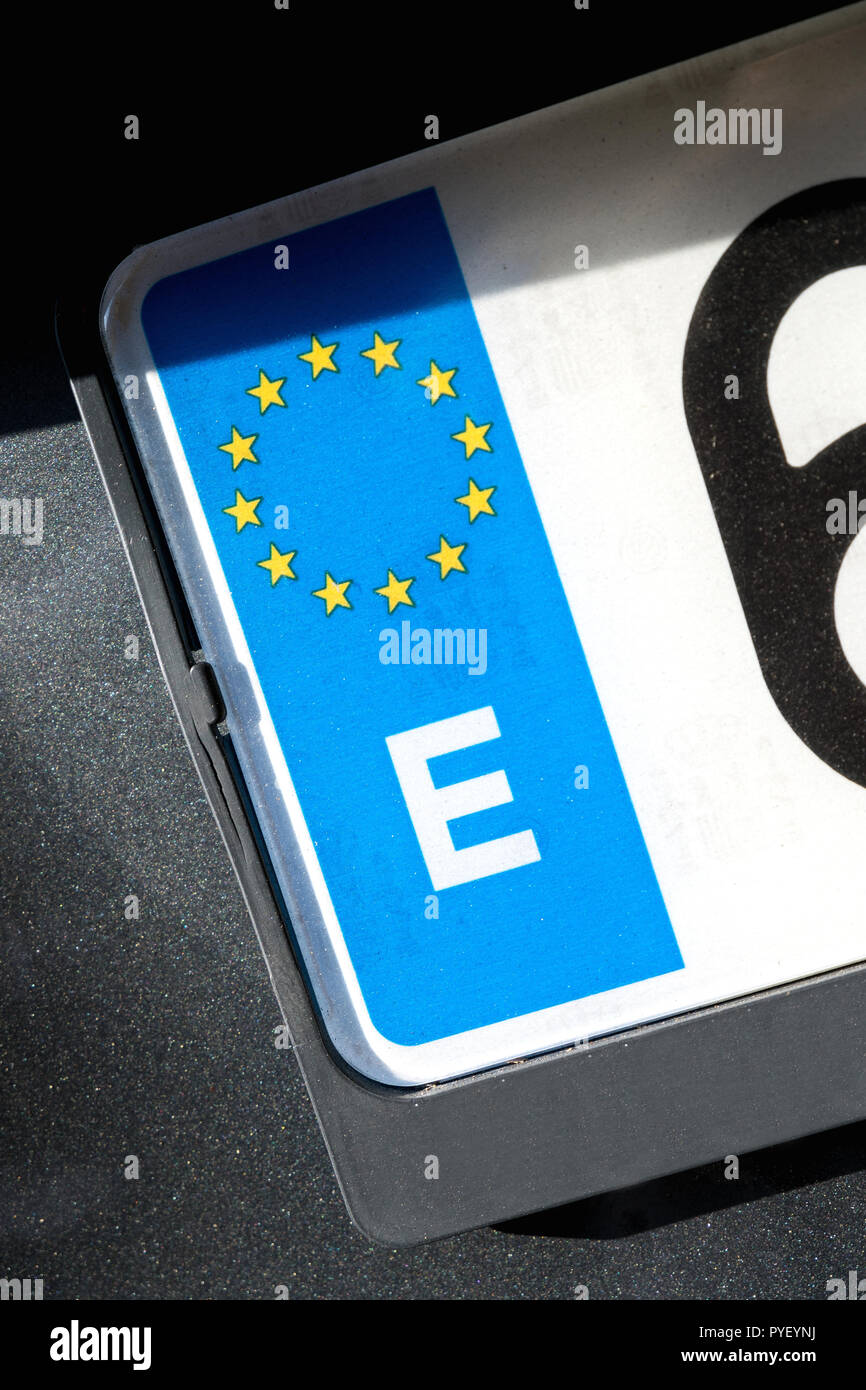 Pays de l'UE identifiant de la plaque d'immatriculation de voiture : Espagne Banque D'Images