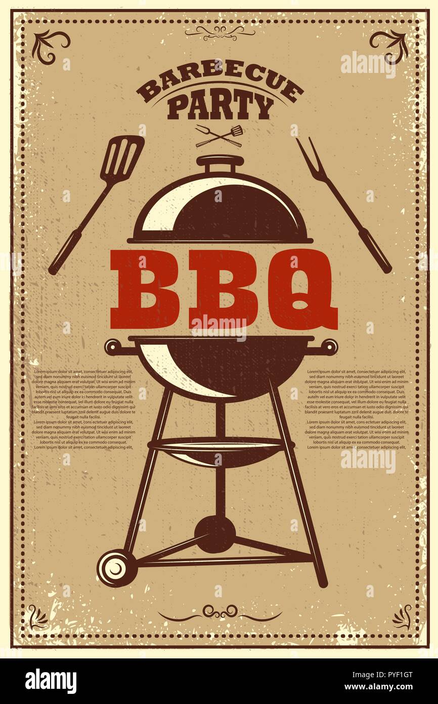 Bbq party poster. Barbecue et grill. L'élément de conception de carte de  visite, bannière, flyer. Vector illustration Image Vectorielle Stock - Alamy