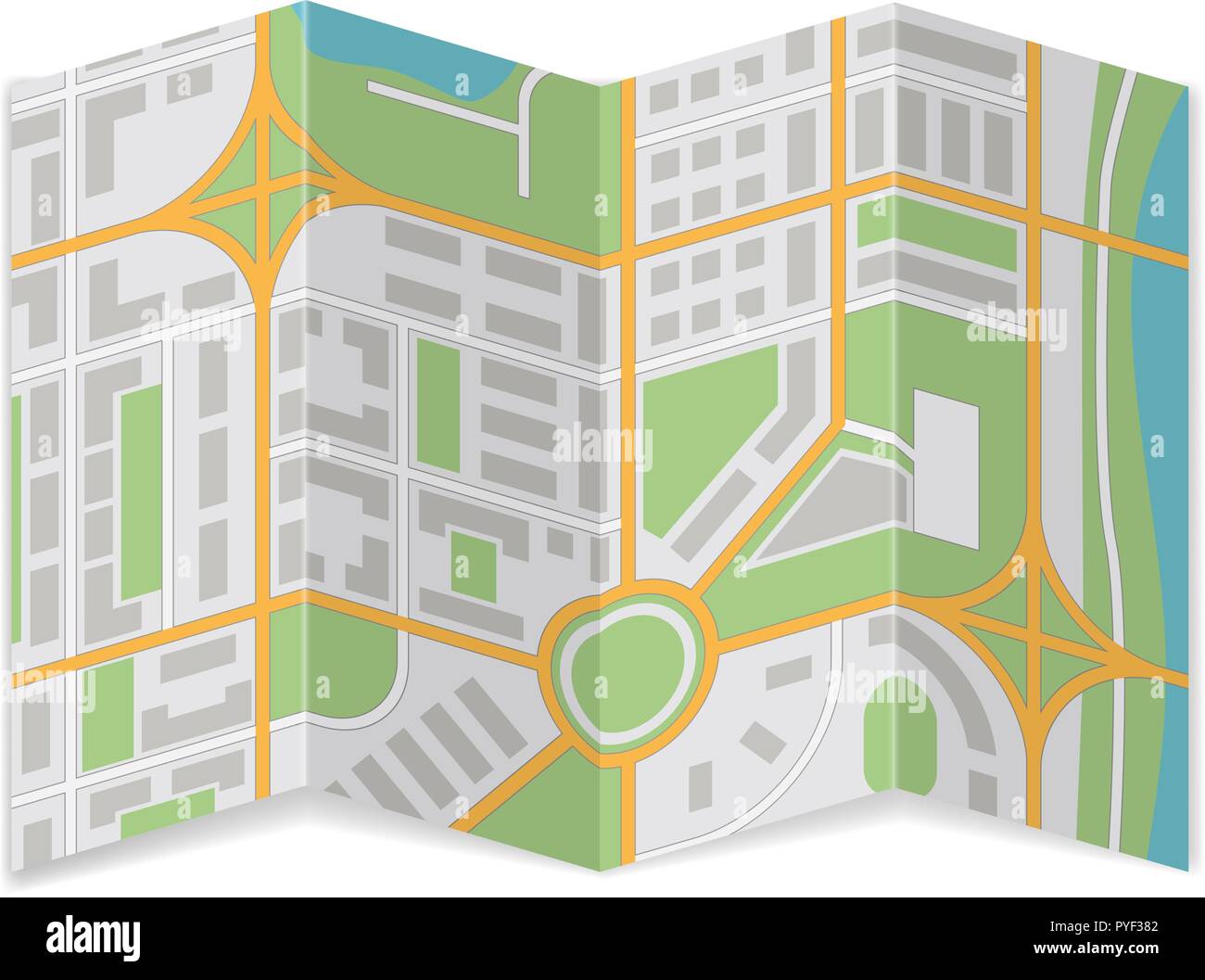Plan de ville pliée. Résumé La cartographie Illustration de Vecteur