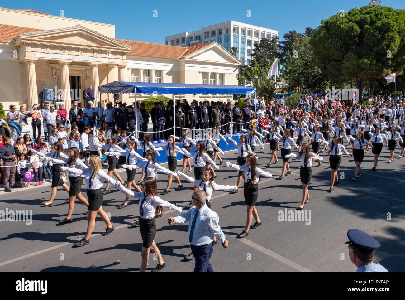 28/10/18 : Chypre : Ochi Day Parade centre de Paphos, Chypre. Banque D'Images