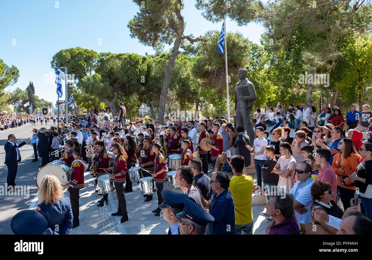 28/10/18 : Chypre : Ochi Day Parade centre de Paphos, Chypre. Banque D'Images