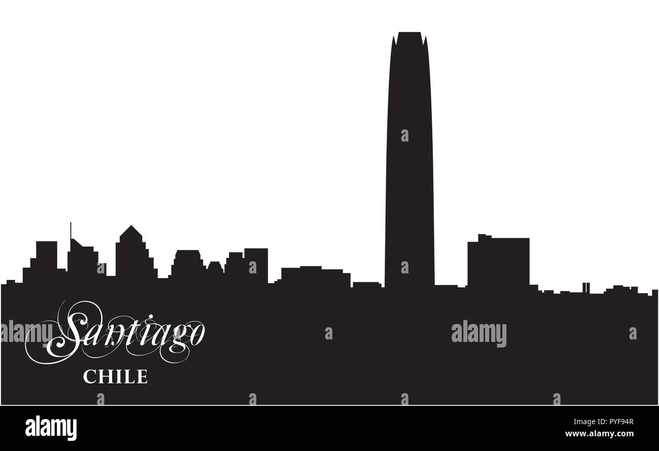 Skyline silhouette vecteur de la capitale chilienne Santiago. Illustration de Vecteur