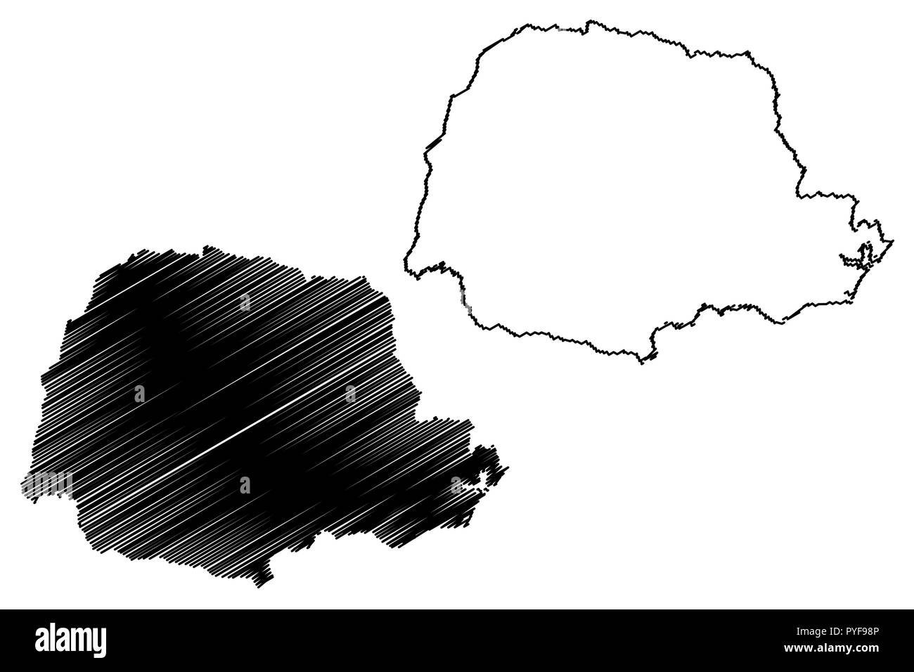 Parana (Région du Brésil, de l'Etat fédéré, république fédérative du Brésil) map vector illustration gribouillage, croquis Paraná (état) la carte Illustration de Vecteur