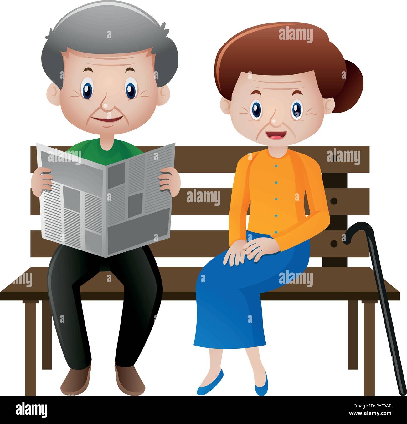 Grand-père et grand-mère assise sur le siège illustration Illustration de Vecteur