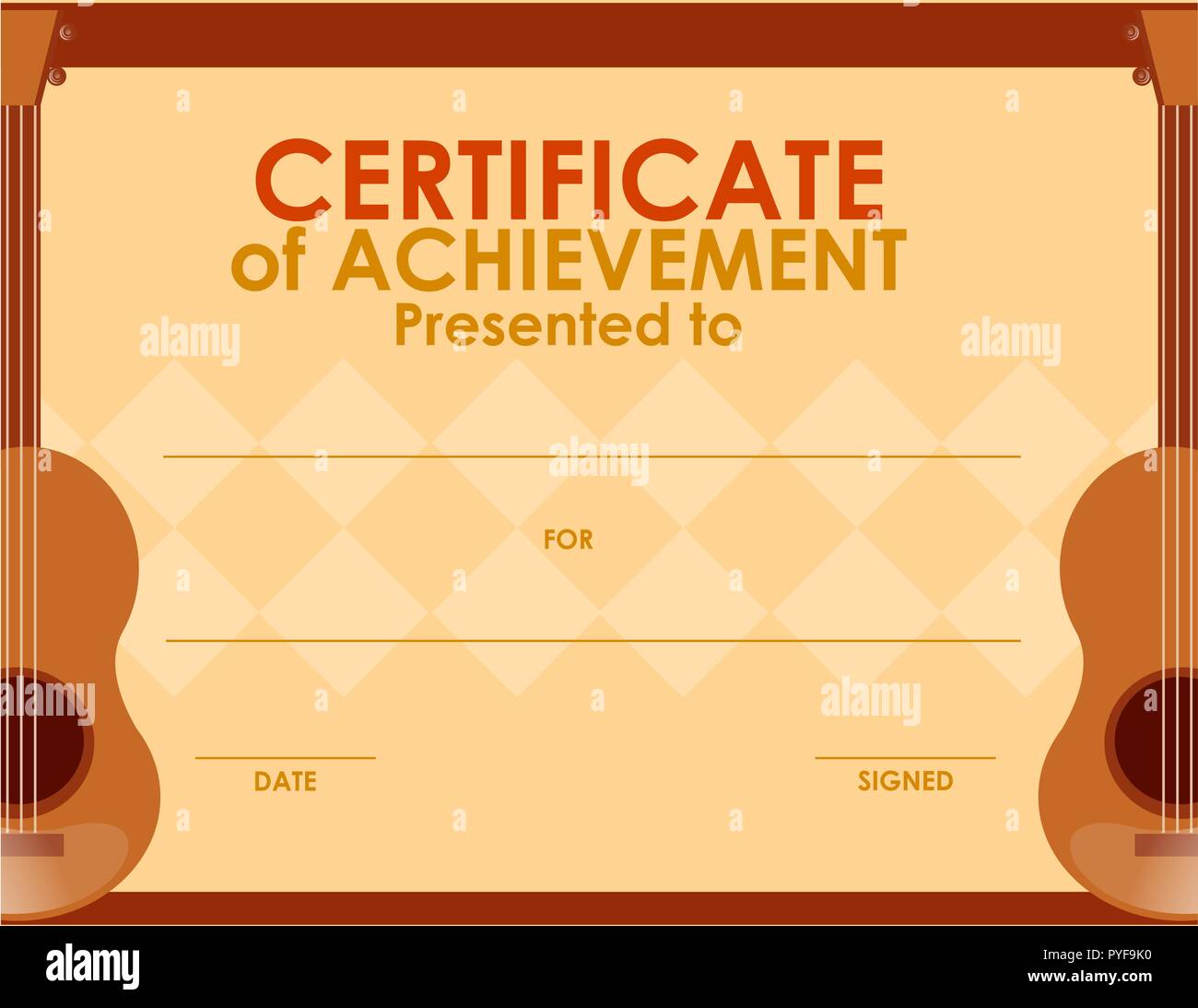 Modèle de certificat avec guitare illustration Image Vectorielle Stock ...