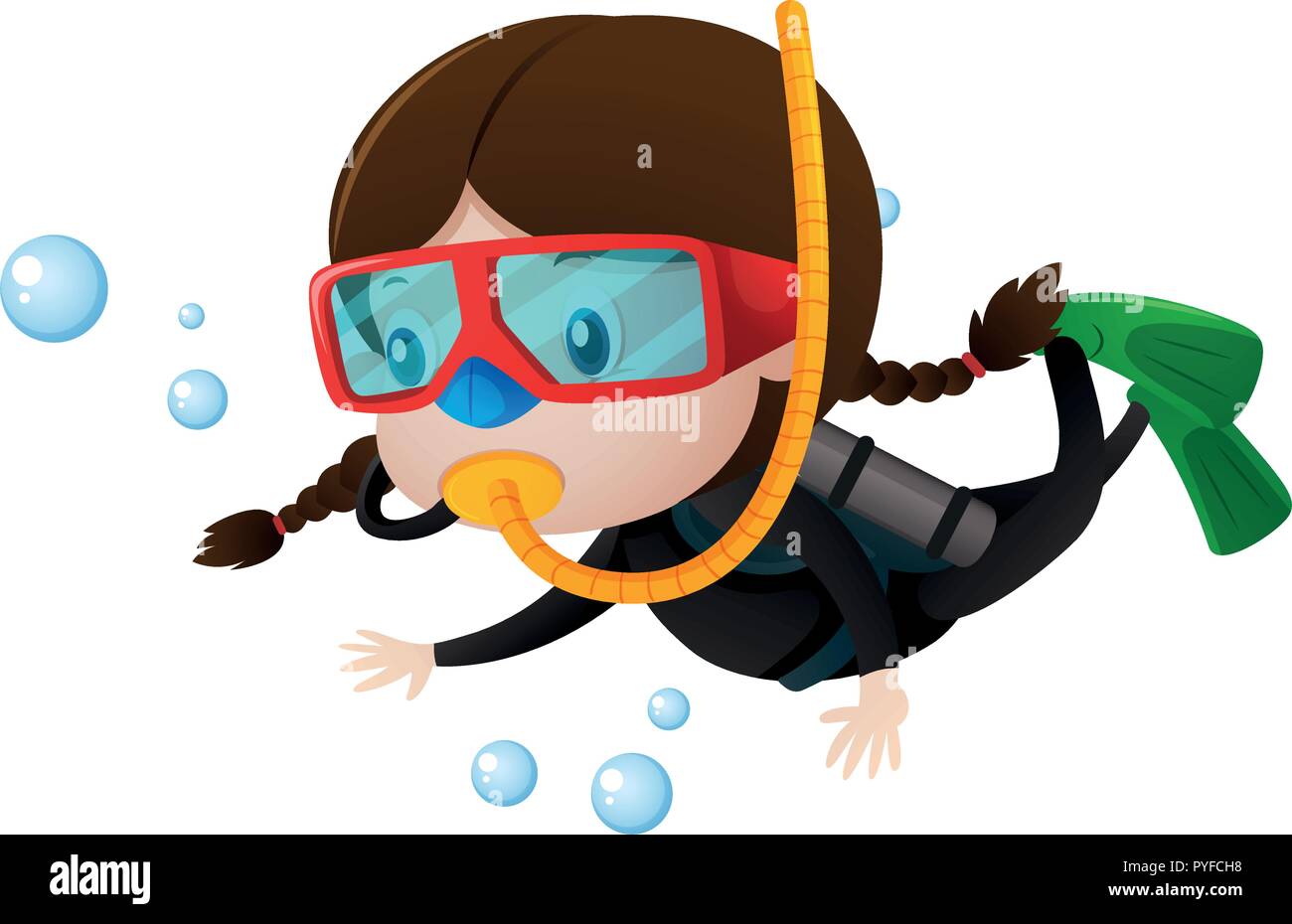 Petite fille plongée sous-marine Plongée illustration Illustration de Vecteur