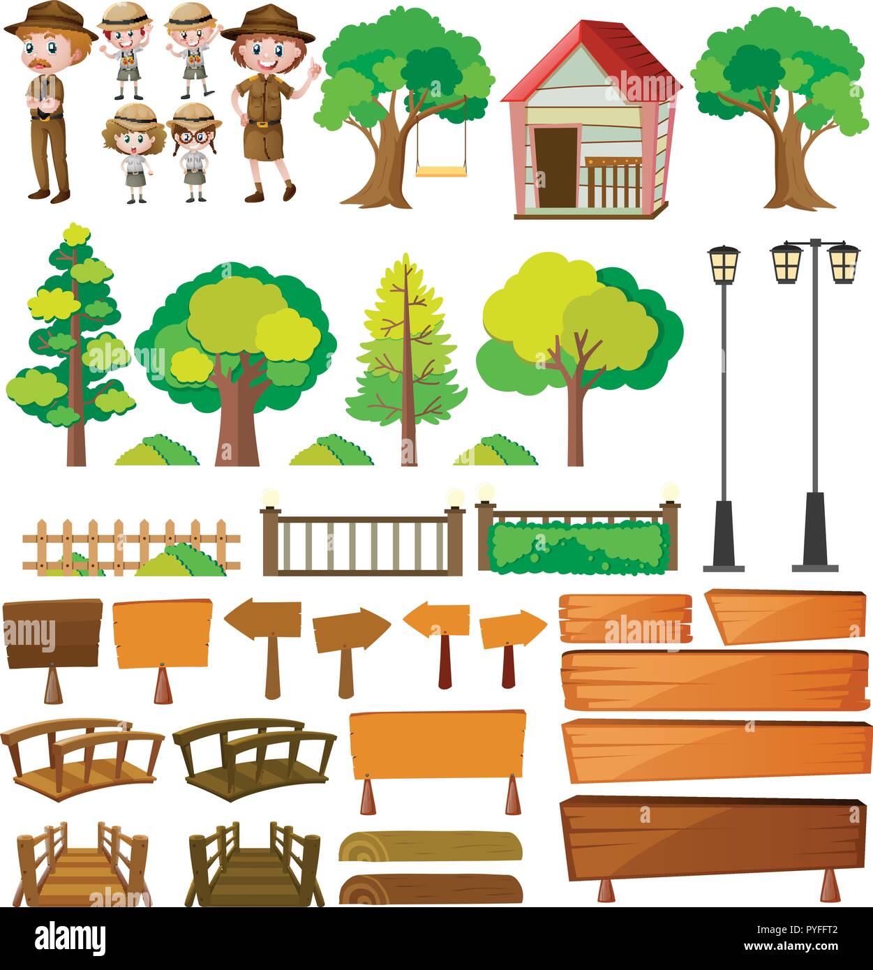 Les gardes du parc et des arbres produits illustration Illustration de Vecteur