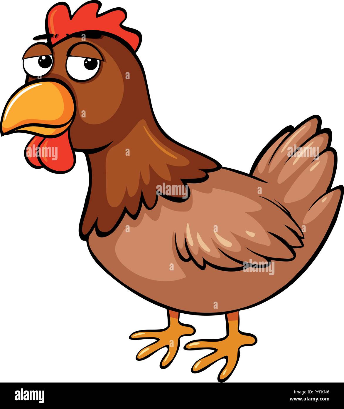 Faire revenir le poulet avec visage triste illustration Illustration de Vecteur