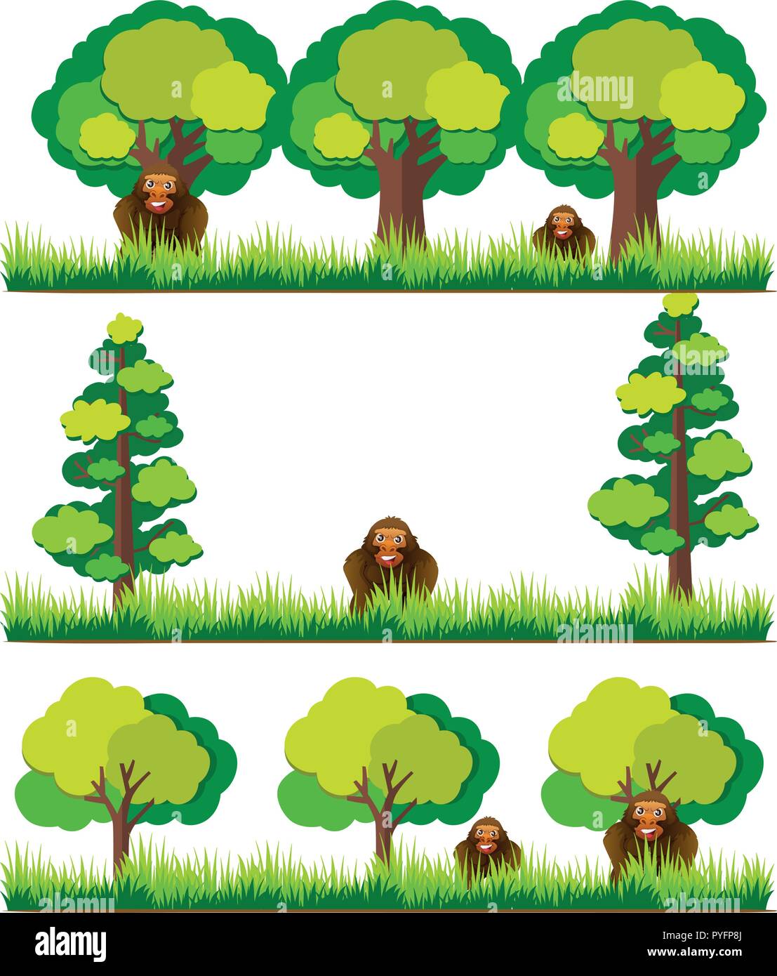 Les scènes de gorille dans le domaine illustration Illustration de Vecteur