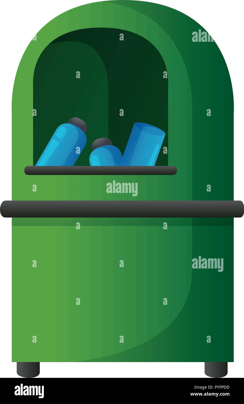 Les bouteilles en plastique dans la poubelle verte illustration Illustration de Vecteur