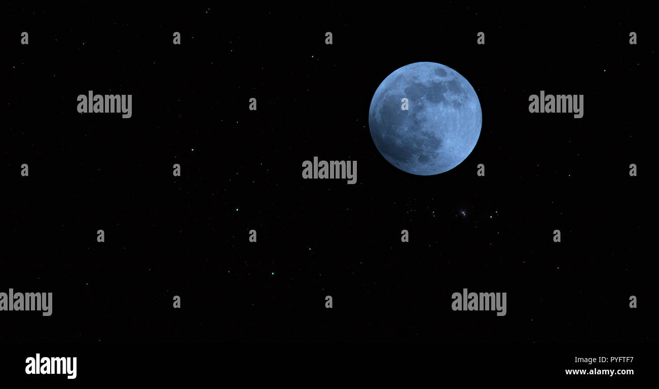 Pleine Lune Et Ciel étoilé Banque Dimages Photo Stock