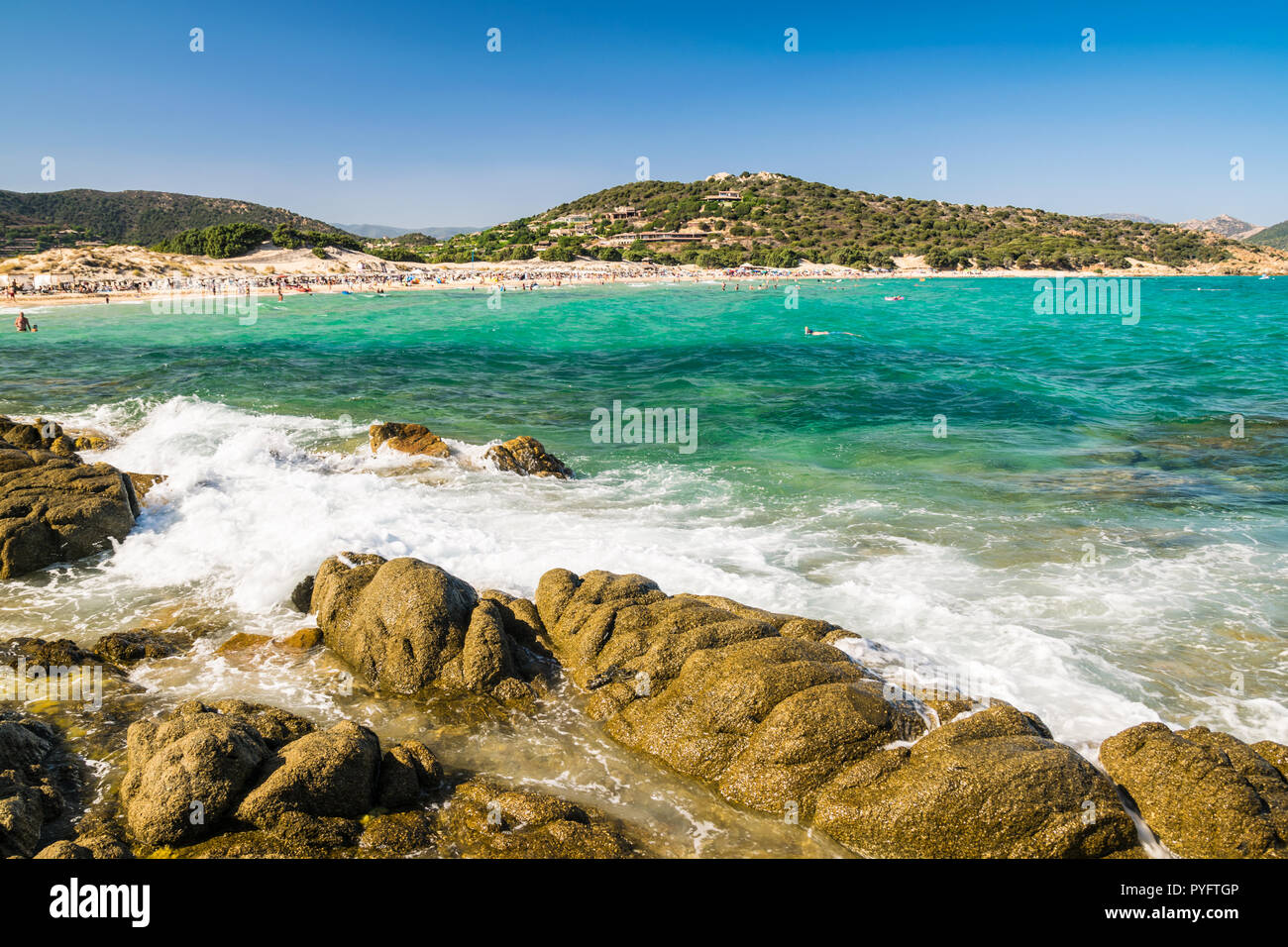 Panorama Des Merveilleuses Plages De Chia Sardaigne Italie