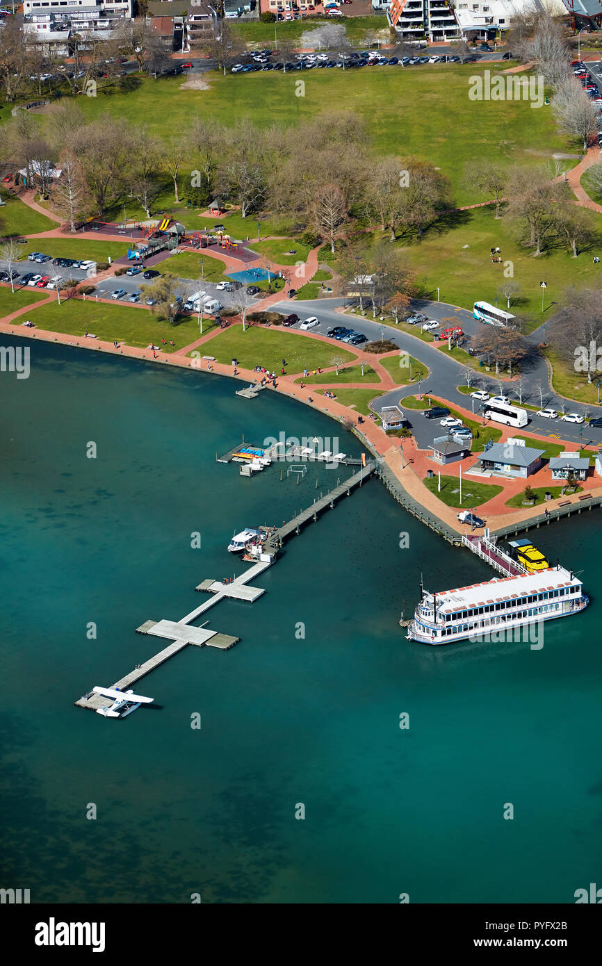 Lakeland Reine à aubes, et Lac Rotorua Réserver, Rotorua, île du Nord, Nouvelle-Zélande - vue aérienne Banque D'Images