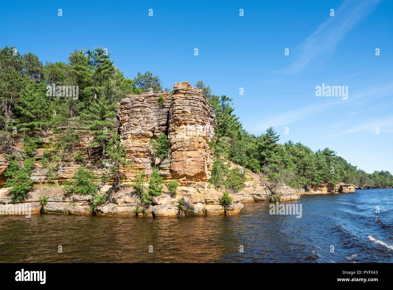 Des formations rocheuses érodées qui font de la Wisconsin Dells une attraction touristique. Wisconsin Dells, Wisconsin Banque D'Images