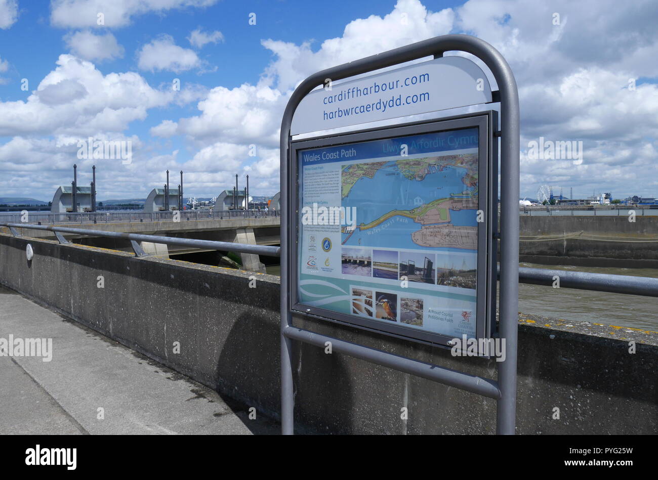 Plan de la baie de Cardiff, Cardiff Bay Barrage, Nouvelle-Galles du Sud, UK Banque D'Images