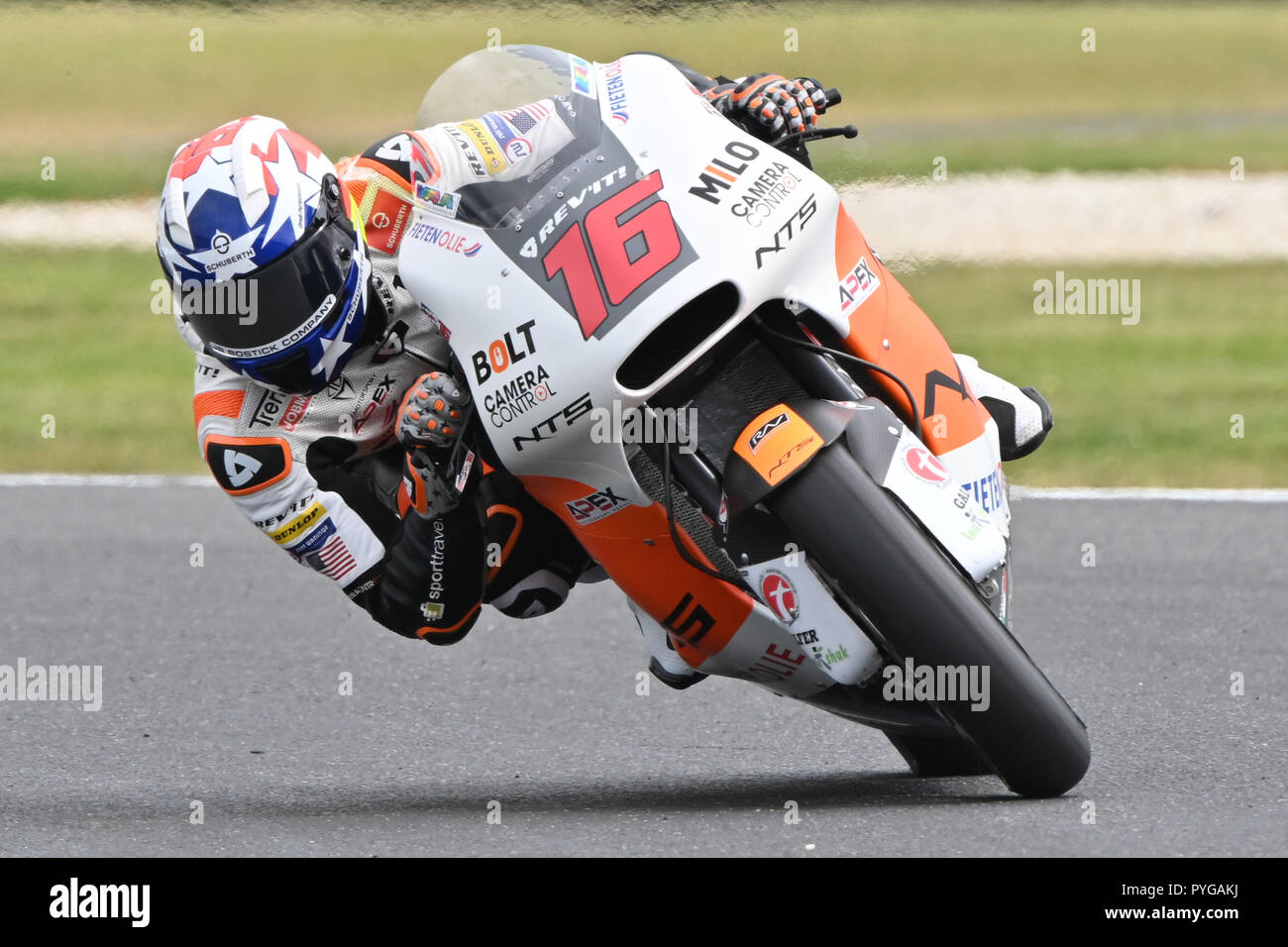 27 Octobre 18 Joe Roberts Usa Sur Le No16 De Nts Nts Rw Racing Gp Durant La Seance D Essais Moto2 A Trois Le Motogp 18 D Australie A Phillip Island Grand Prix