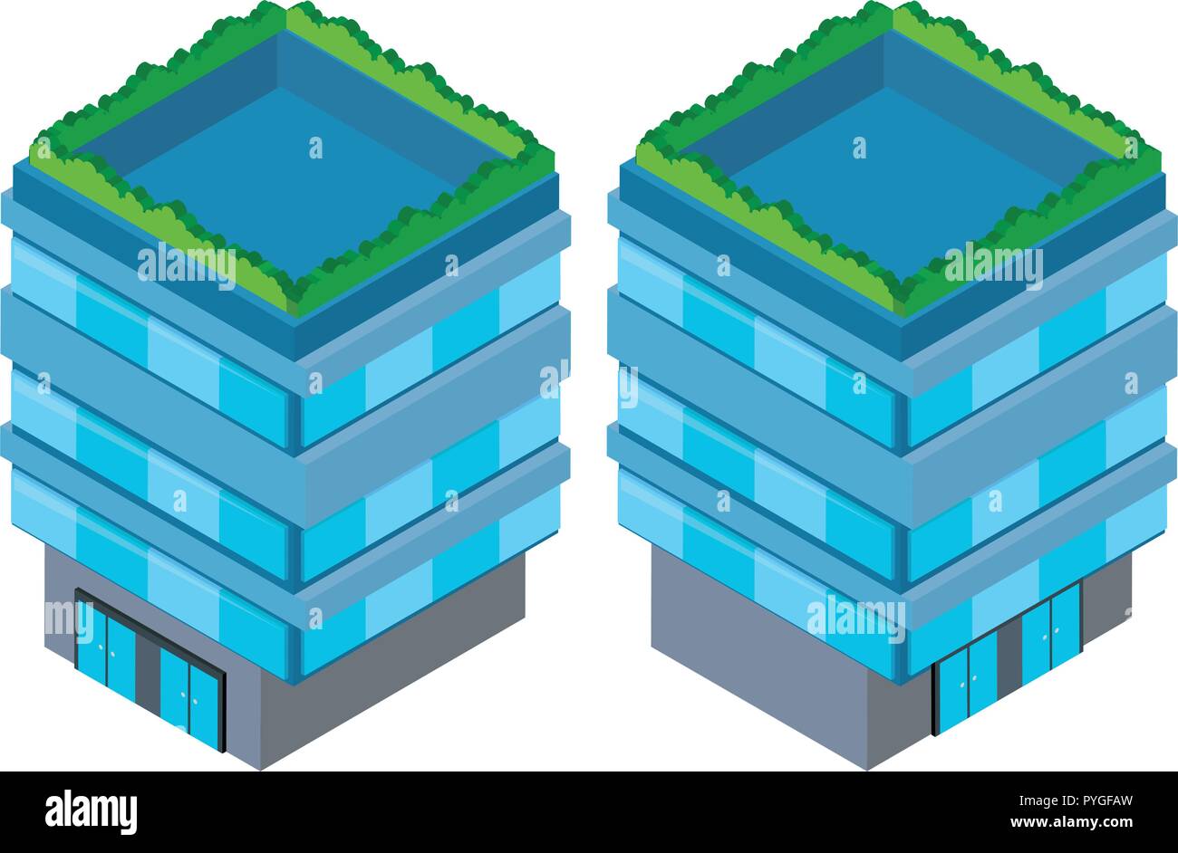 La conception 3D de bâtiment bleu illustration Illustration de Vecteur