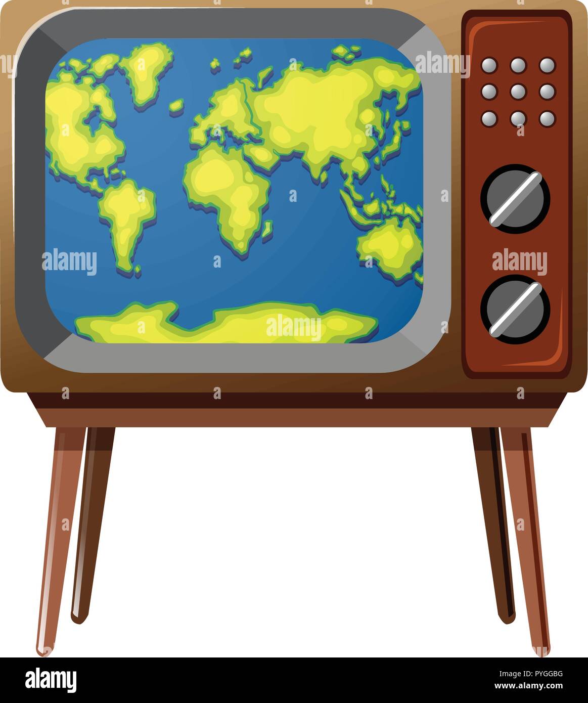 Worldmap sur écran de télévision illustration Illustration de Vecteur