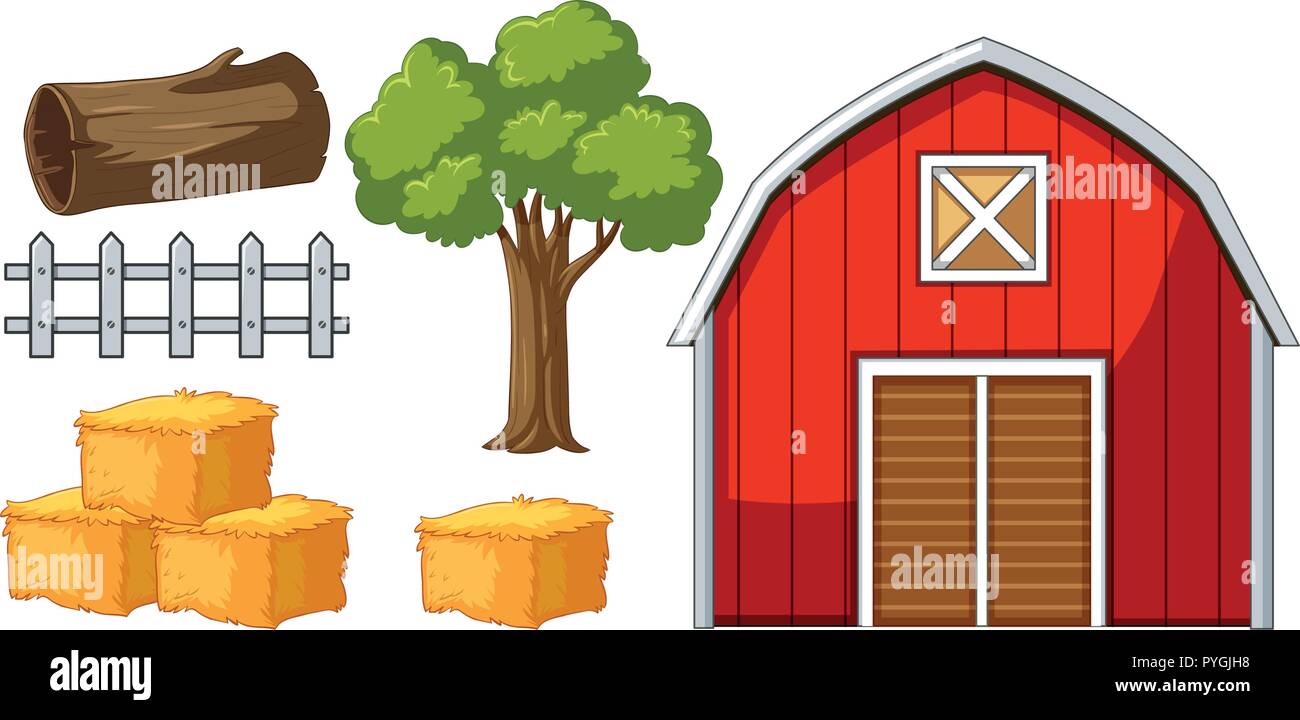 Grange et d'autres éléments agricoles illustration Illustration de Vecteur
