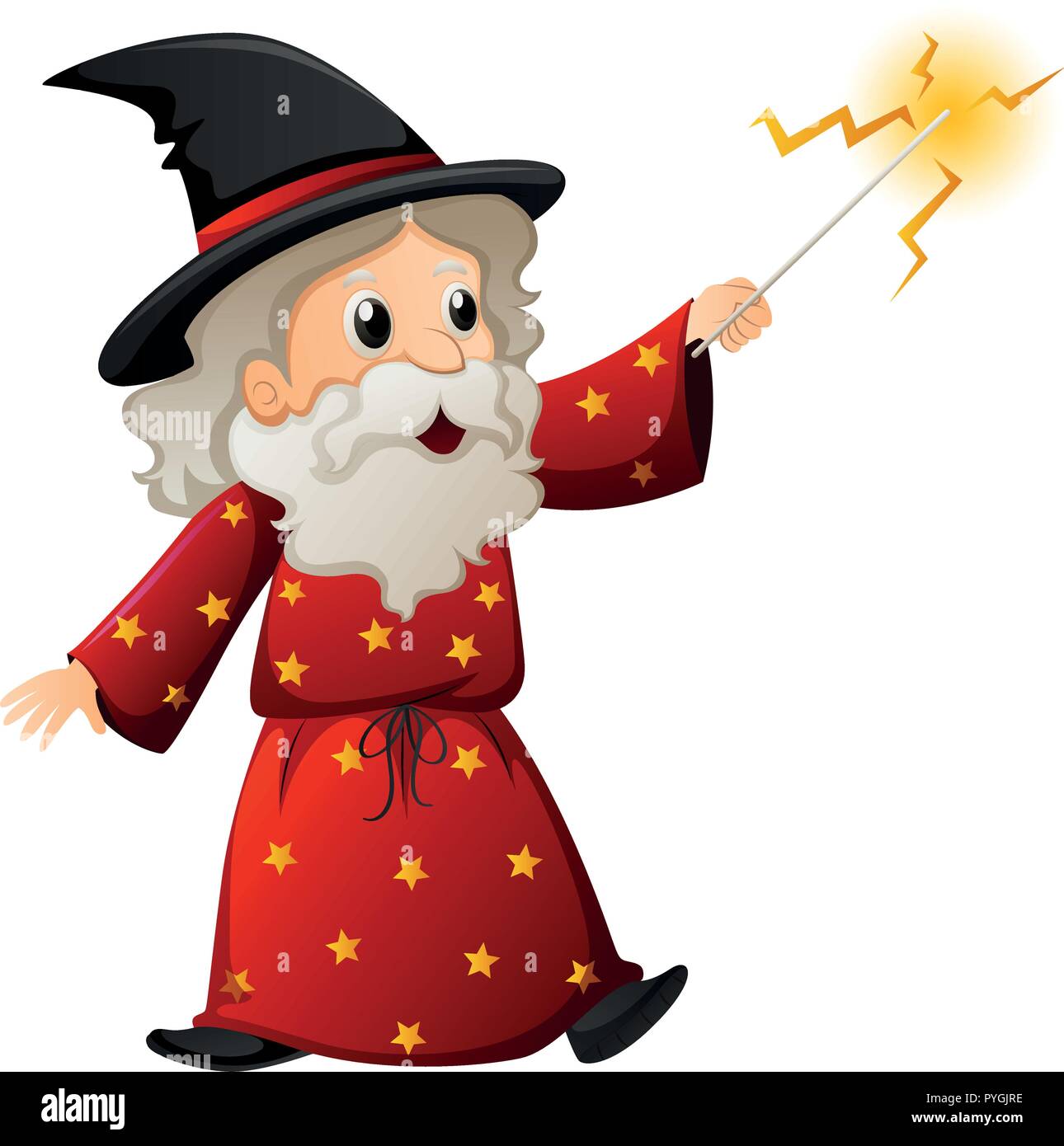 Vieux Sorcier Avec Magic Wand Illustration Image Vectorielle Stock Alamy