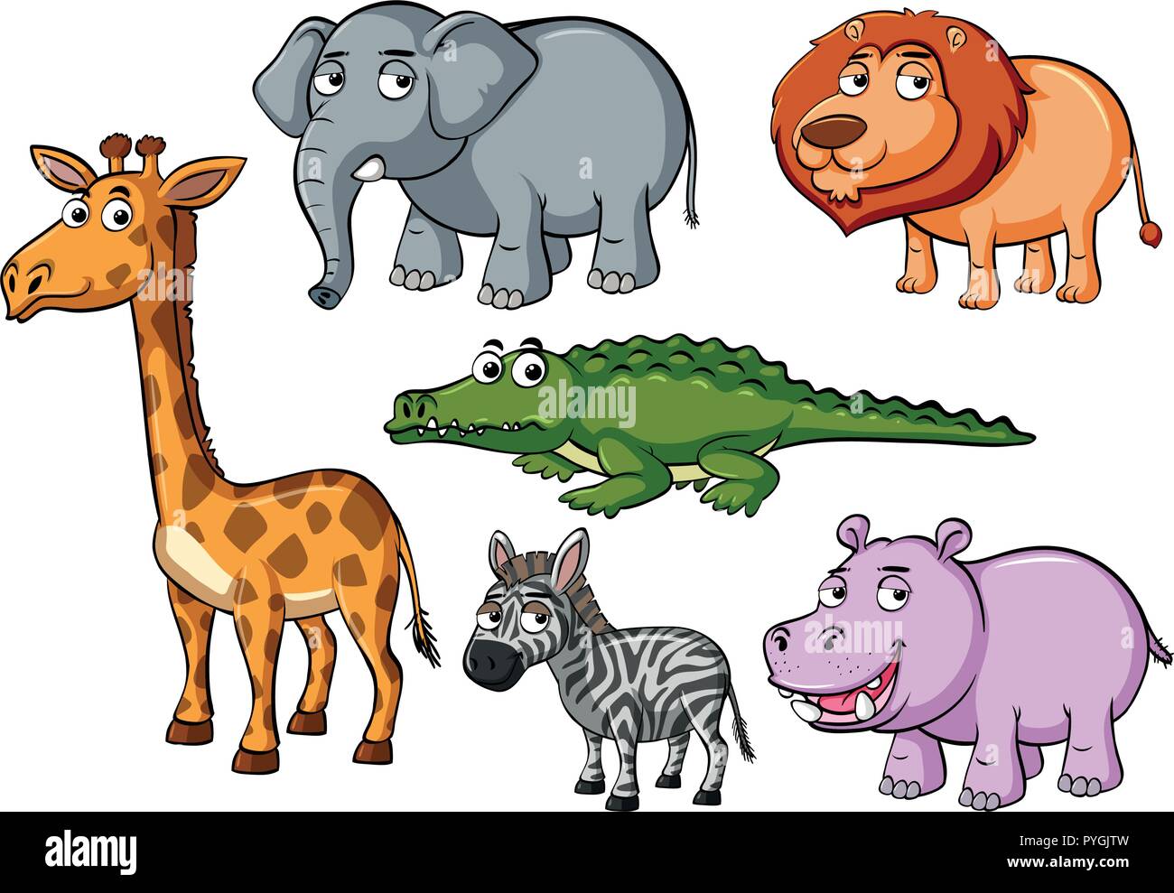 Différents types d'animaux avec des visages malheureuse illustration Illustration de Vecteur