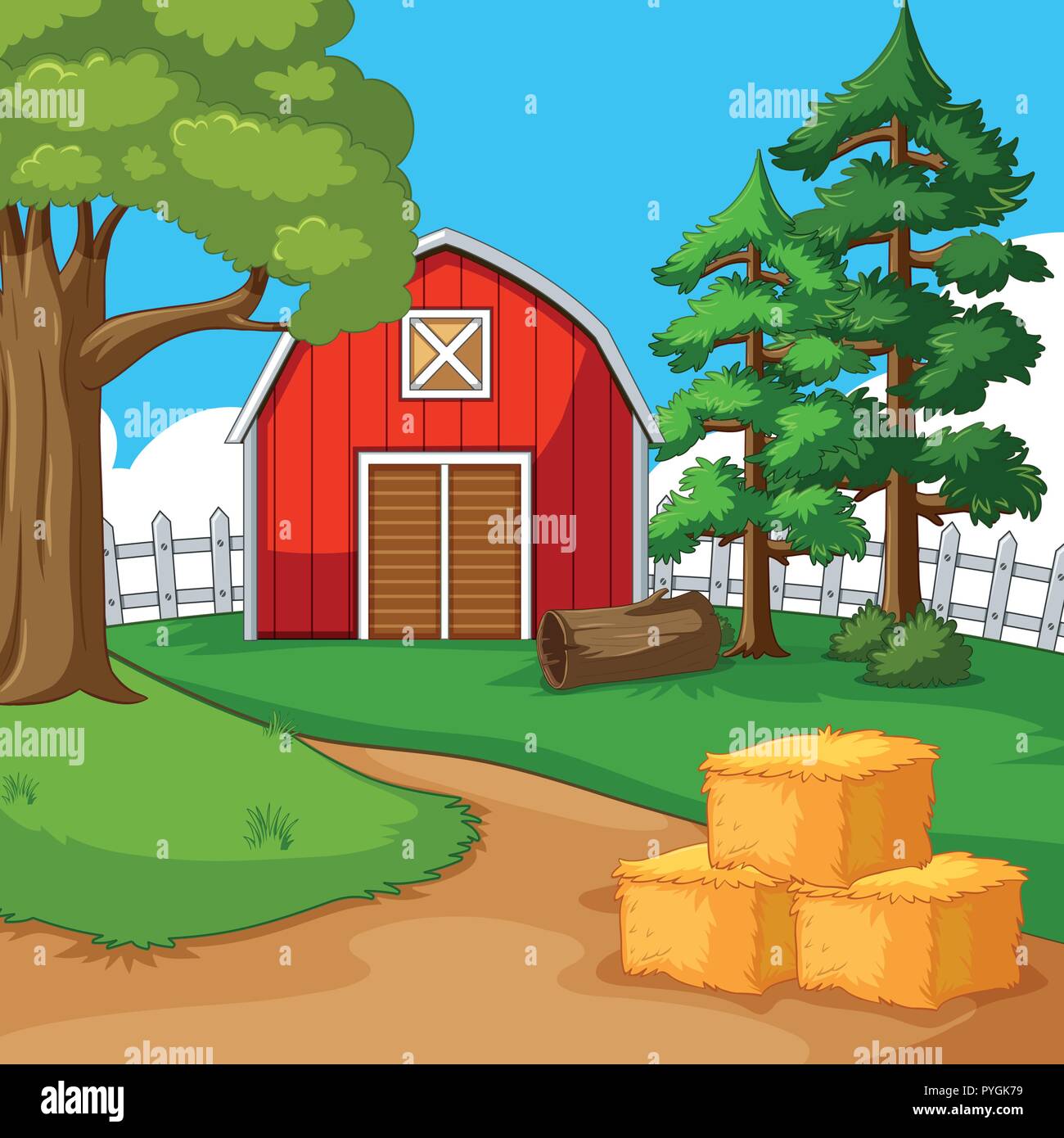 Grange rouge dans l'illustration de basse-cour Illustration de Vecteur