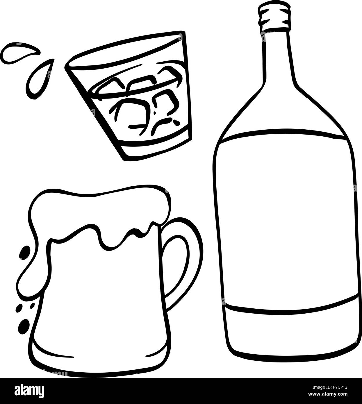 Dessin pour la bière et l'alcool illustration Illustration de Vecteur