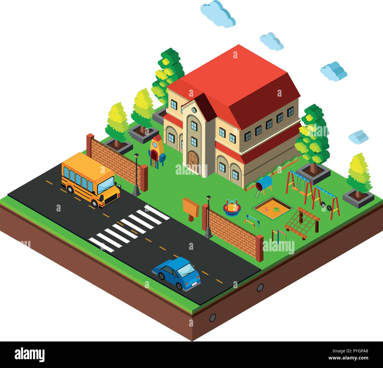 Scène d'école illustration isométrique Illustration de Vecteur