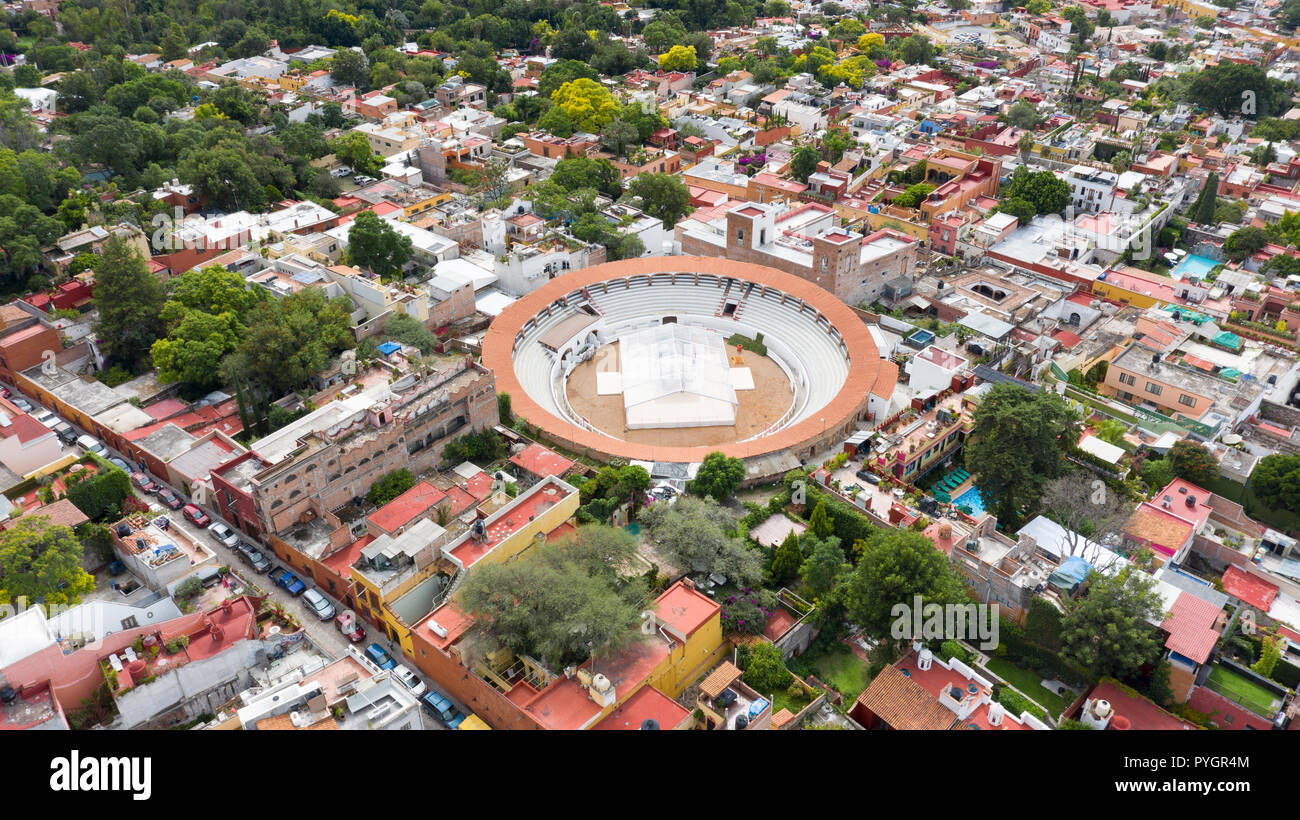 Bull Ring avec une réception de mariage destination tente montée, un Miguel de Allende, Mexique Banque D'Images