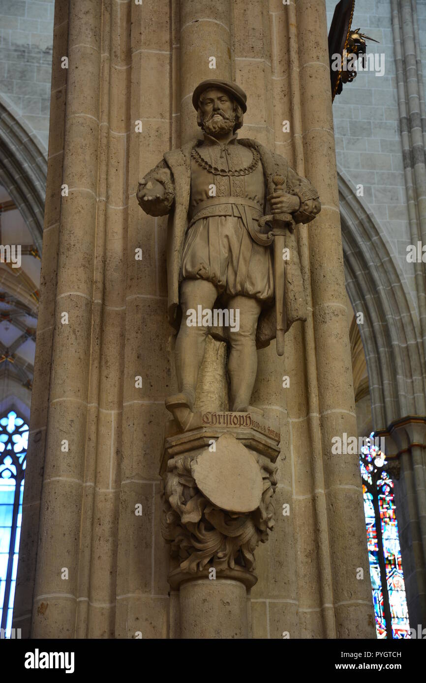 Ulm, Allemagne - Vue détaillée de l'ULMER MÜNSTER cathédrale dans la ville historique d'Ulm, Allemagne du sud Banque D'Images