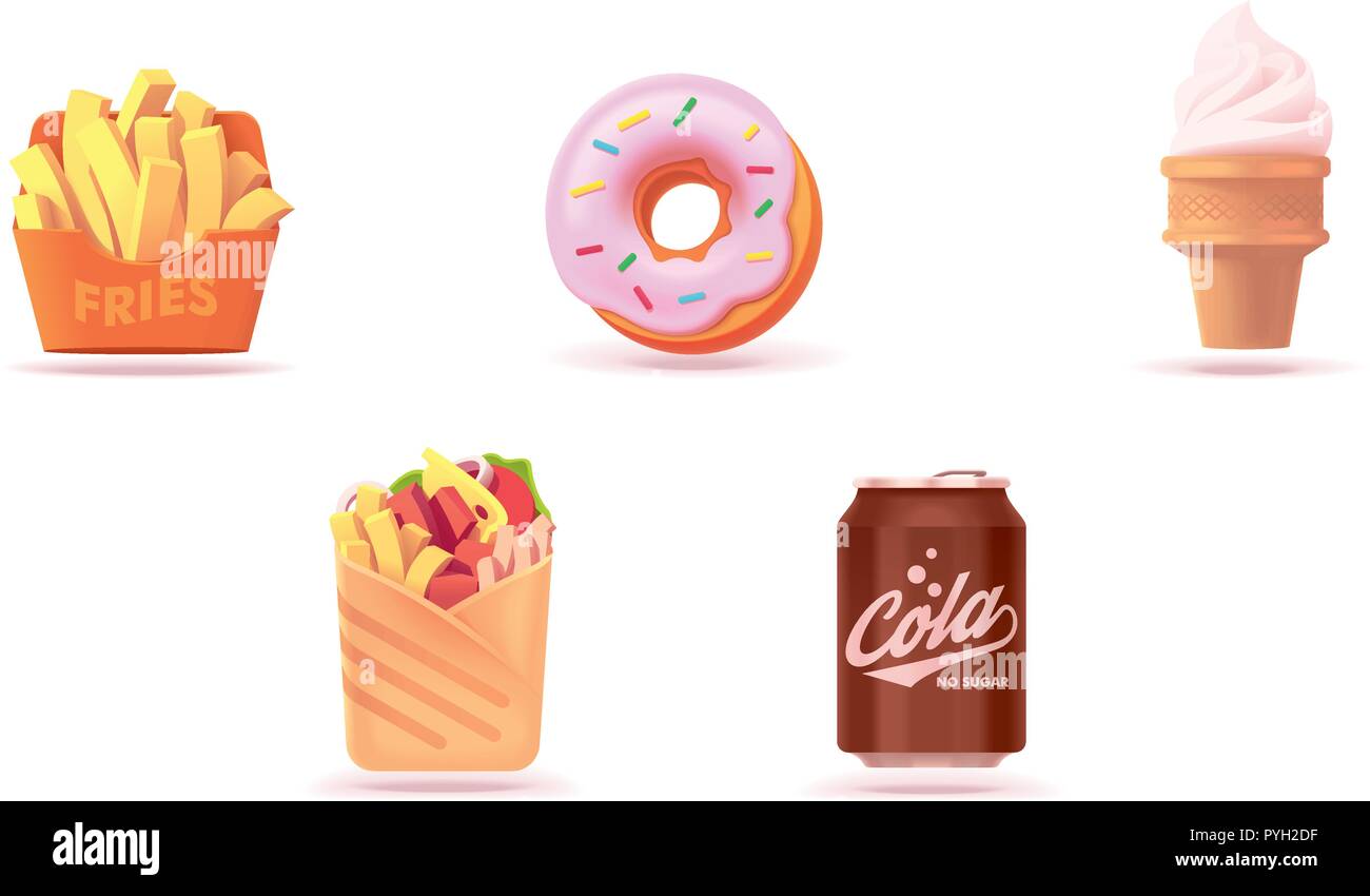 Fast food Vector icon set Illustration de Vecteur