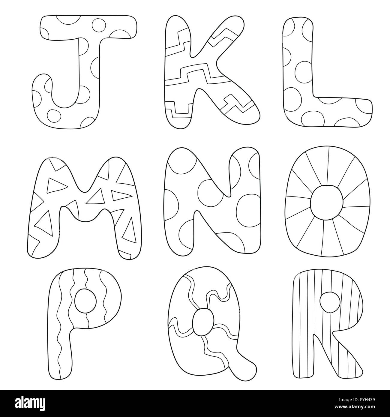 Alphabet En Dessin Livre de coloriage Alphabet dessin animé ou d'un jeu de pages pour l'éducation des enfants et de plaisir Image Vectorielle Stock - Alamy