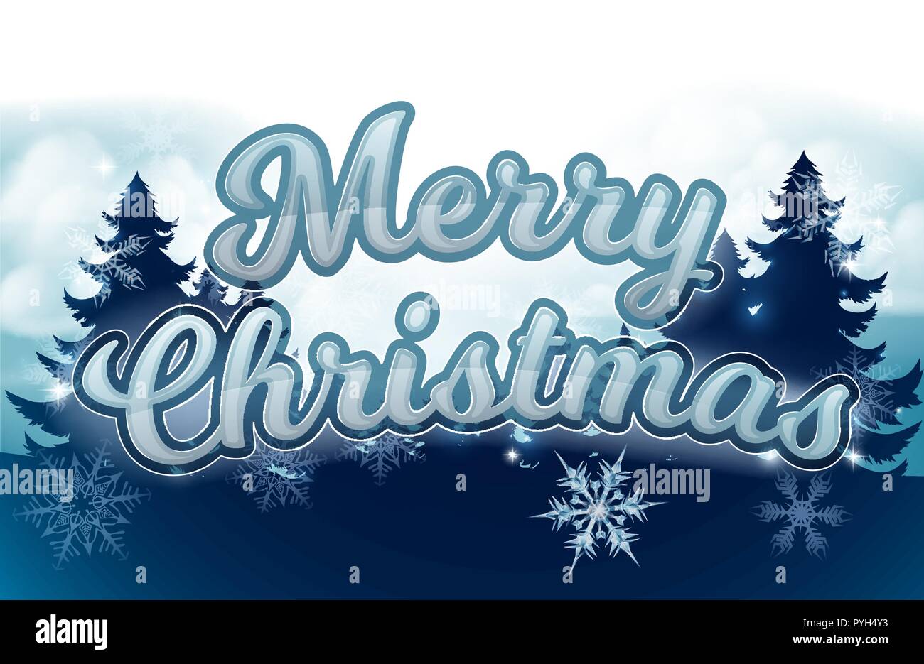 Joyeux Noël Arbres Hiver flocons Graphic Illustration de Vecteur