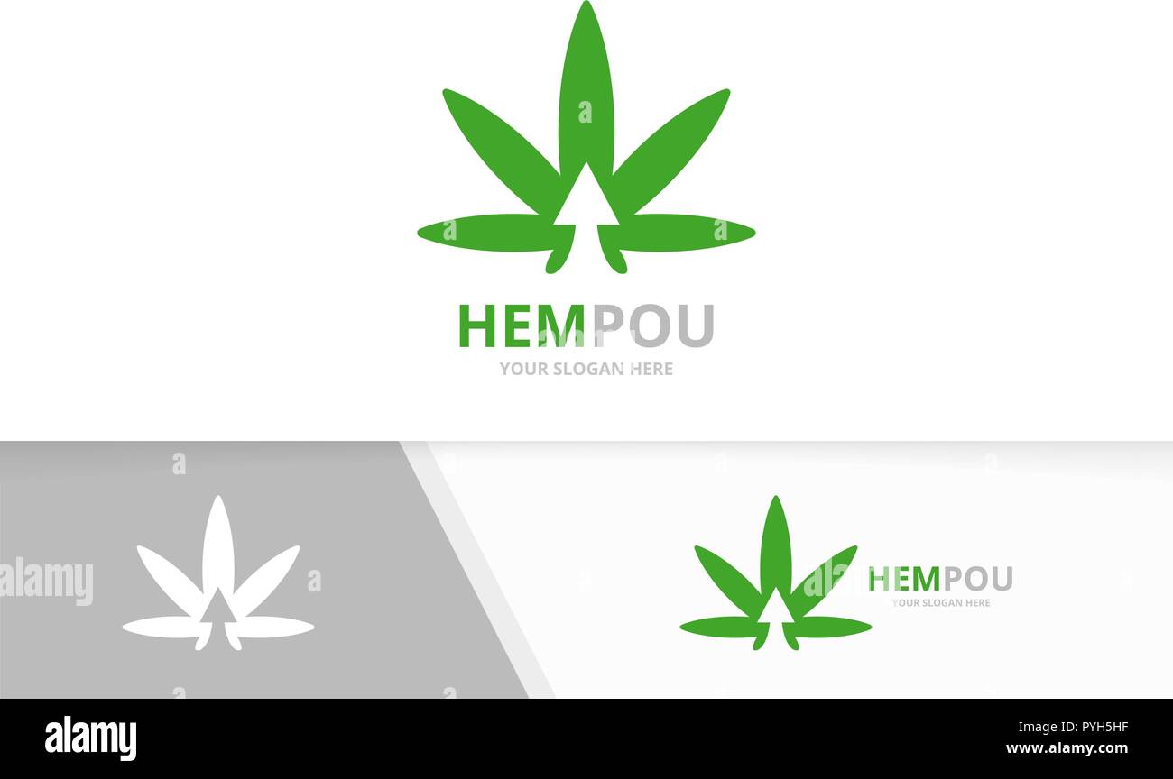 La marijuana et la flèche vecteur feuilles logo combinaison. Le Chanvre et la croissance d'un symbole ou d'icône. Le cannabis et l'unique modèle de conception de logo de téléchargement. Illustration de Vecteur