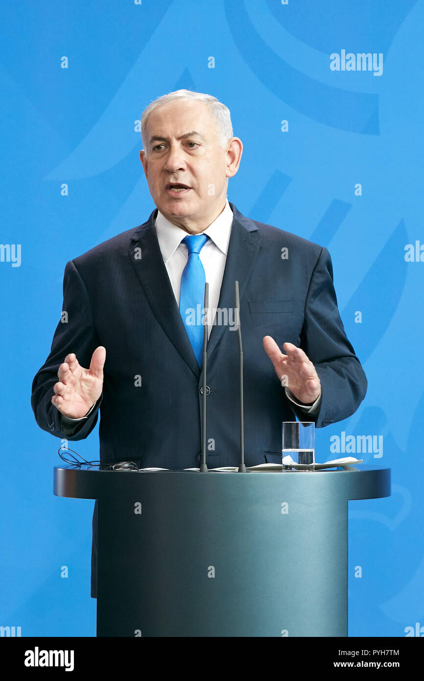 Berlin, Allemagne - l'état d'Israël le Premier Ministre Benjamin Netanyahu. Banque D'Images