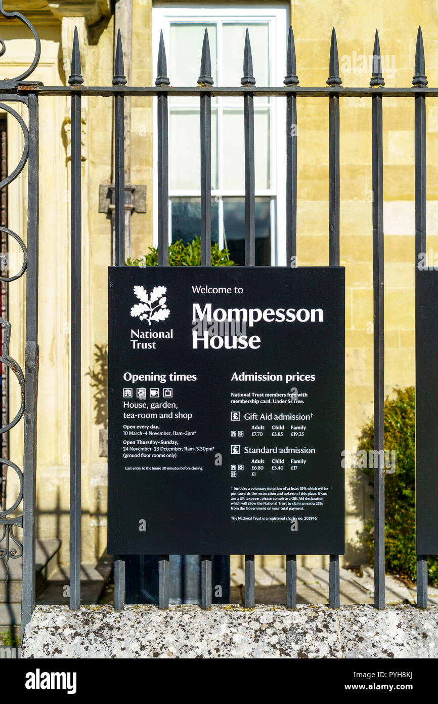 Mompesson House National Trust d'entrée Banque D'Images