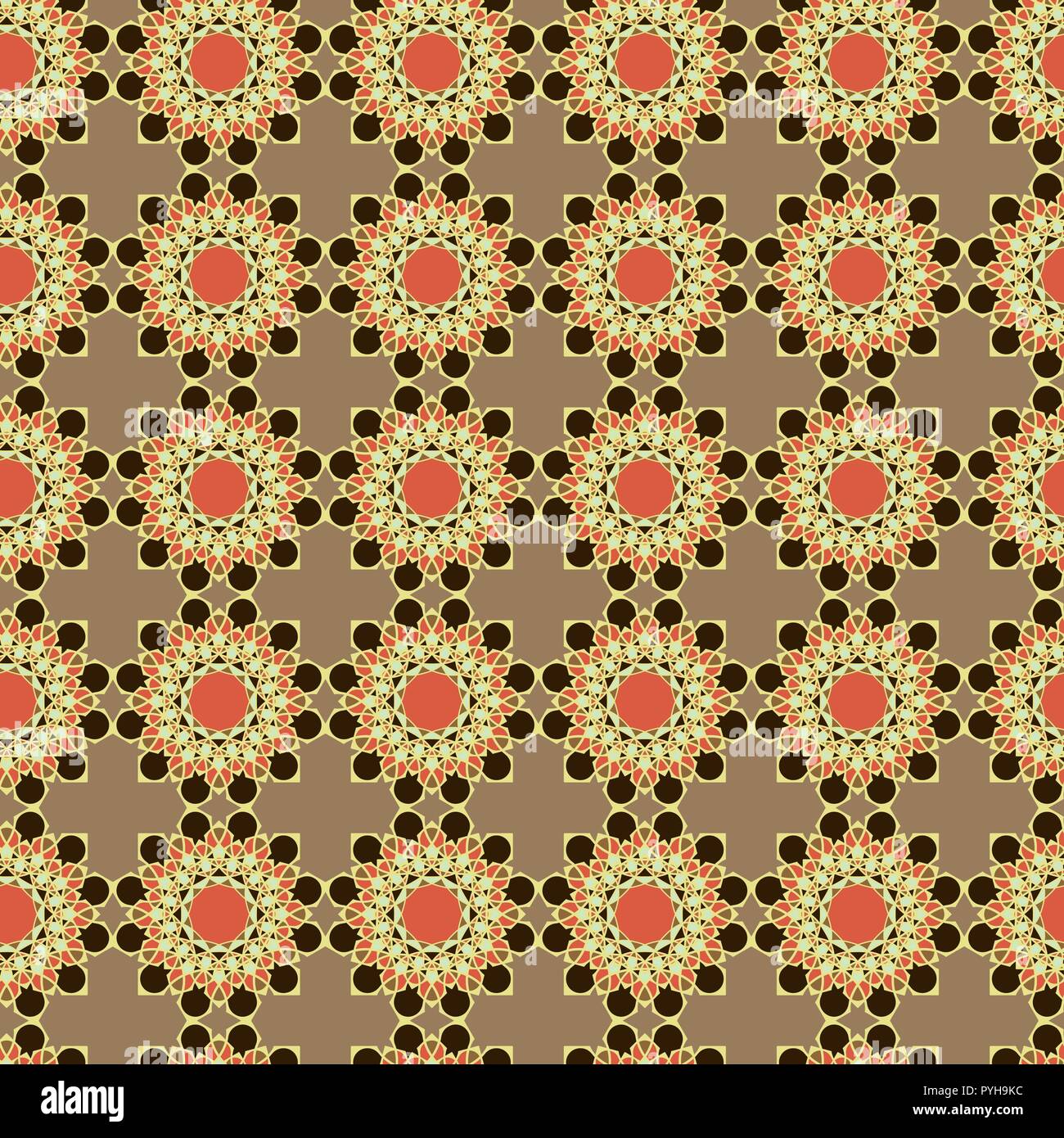Transparente avec motif décoratif abstrait formes abstraites en rouge, kaki et marron hues, dessin à la main vecteur sur l'arrière-plan pâle Illustration de Vecteur
