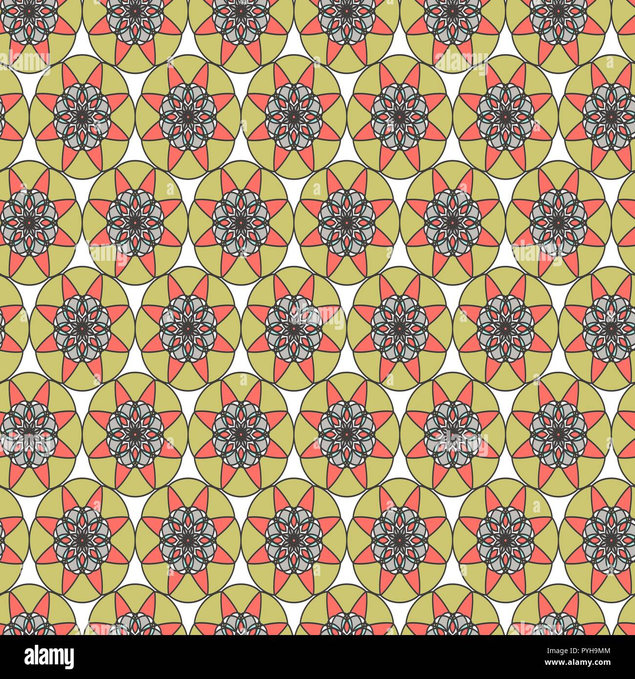 Abstract pattern délicate avec mandala en gris, kaki, bleu et teintes rose sur le fond beige pâle, comme un vecteur seamless texture tissu Illustration de Vecteur