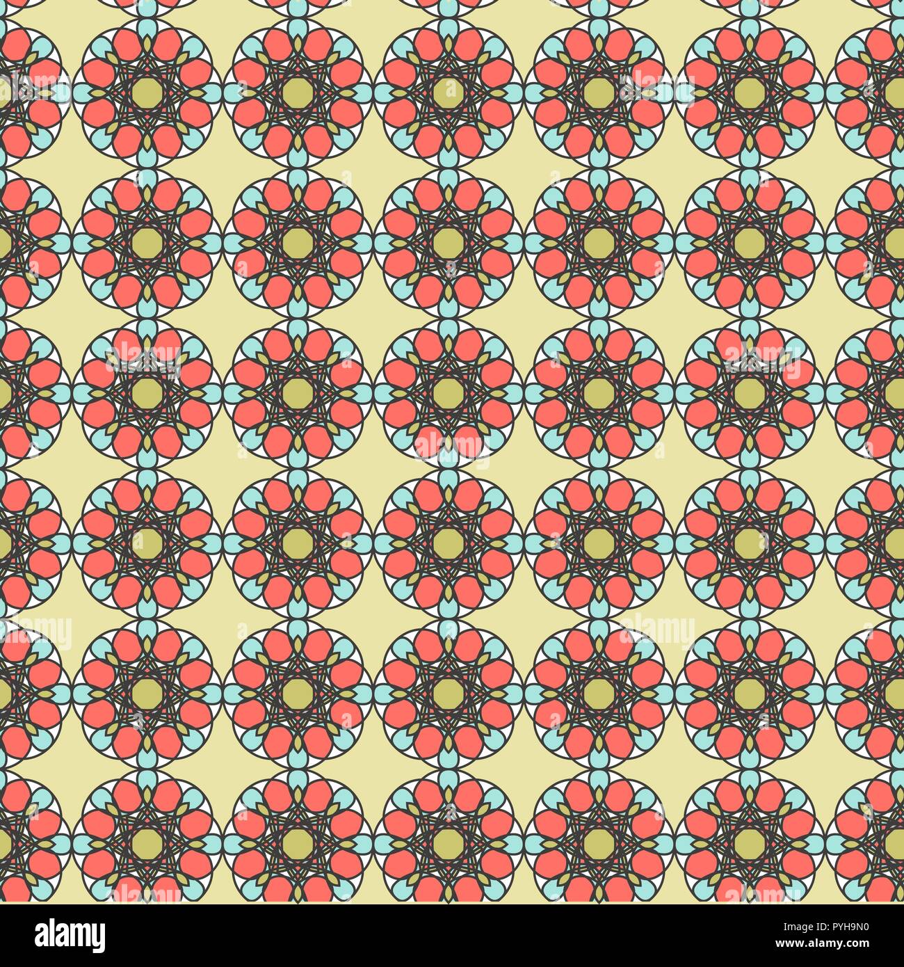 Abstract pattern délicate avec mandala en gris, kaki, bleu et rose sur les teintes fond clair, direct vecteur comme une texture de tissu Illustration de Vecteur